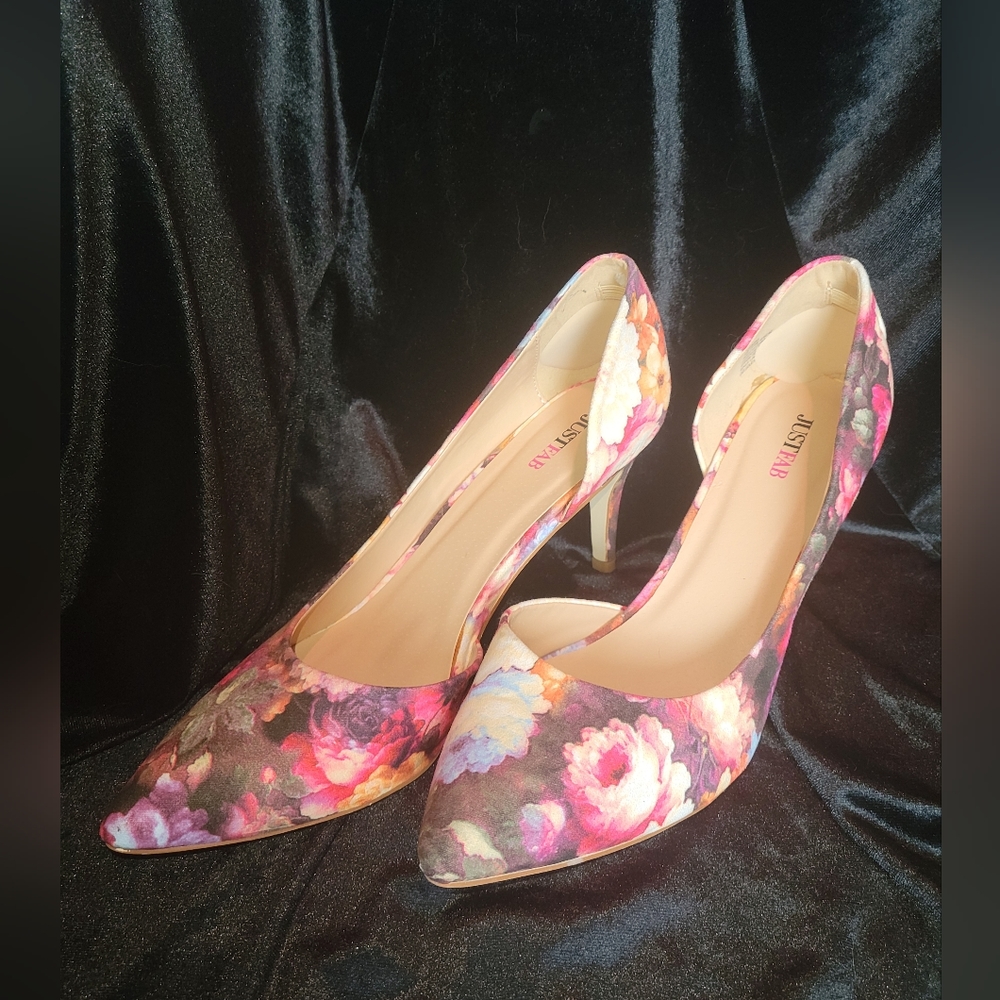 Floral Justfab Heels Size 11
